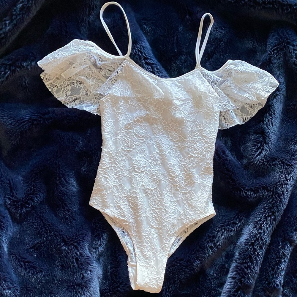 Planet Blue White Lace Body Suit